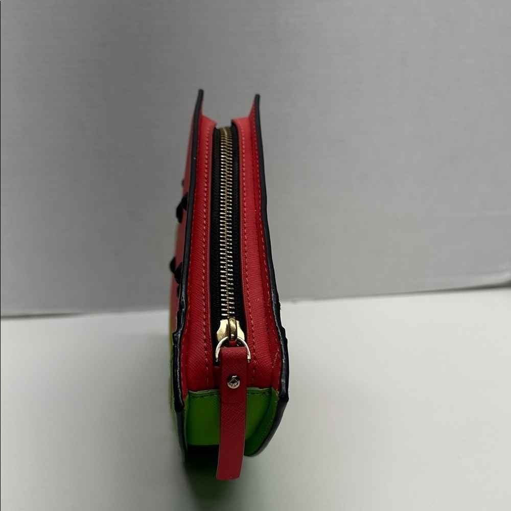 Kate Spade Watermelon Make a Splash Clutch Zip Around Iconic 3D Purse Pink Green - Picture 8 of 15